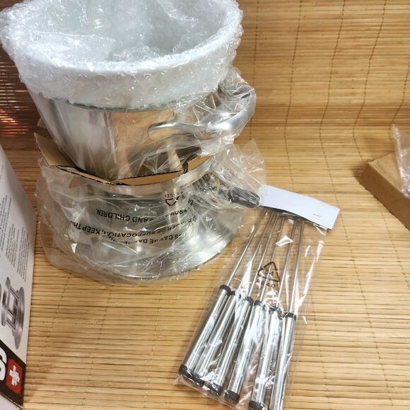 Fondue Set Swissmar Arosa Stainless Steel 11 Piece Meat Cheese Chocolate New - Picture 9 of 12